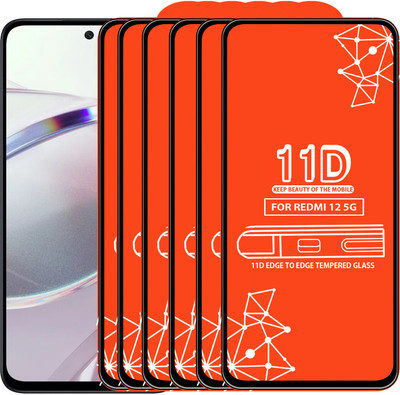 Qyist Edge To Edge Tempered Glass for Redmi 12 5G(Pack of 6)