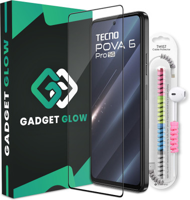 Gadget Glow Edge To Edge Tempered Glass for Tecno Pova 6 Pro 5G, Tecno Pova 6 Pro, Pova 6 Pro 5G, OG Tempered Glass with Cable Protector(Pack of 1)