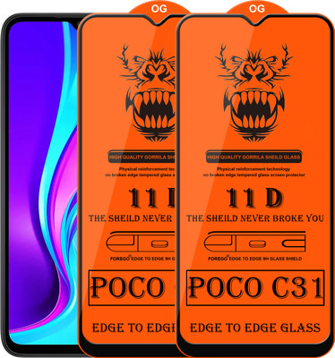 Forego Edge To Edge Tempered Glass for Poco C31(Pack of 2)