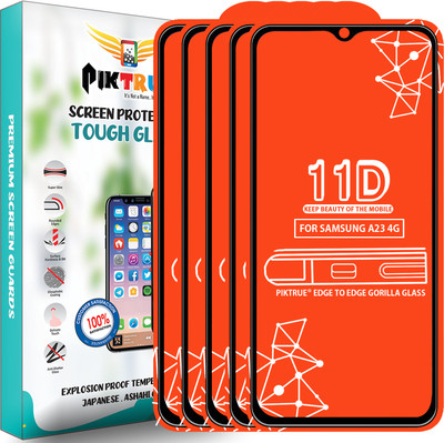 PikTrue Edge To Edge Tempered Glass for Samsung A23 4G(Pack of 5)