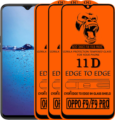 CYOR Edge To Edge Tempered Glass for Oppo F9(Pack of 3)