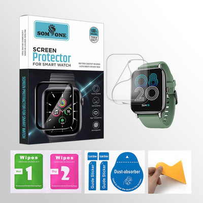SOMTONE Edge To Edge Tempered Glass for boAt Xtend Pro 1.78 inch Smartwatch 2 PROTECTOR + 2 WIPES + 2 DUST REMOVAL STICKER + 1 WIPER(Pack of 2)