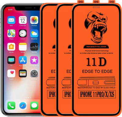 PFOAM Edge To Edge Tempered Glass for Apple iPhone X(Pack of 3)