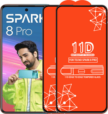 Roxel Edge To Edge Tempered Glass for Tecno Spark 8 Pro(Pack of 2)