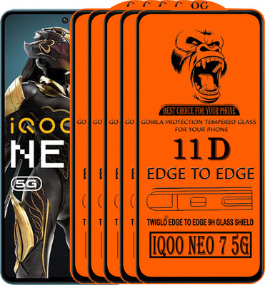 TWIGLO Edge To Edge Tempered Glass for IQOO NEO 7 5G(Pack of 5)