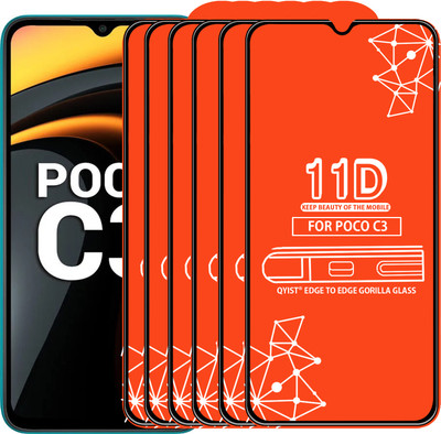 Qyist Edge To Edge Tempered Glass for Poco C3(Pack of 6)