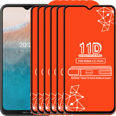 PikTrue Edge To Edge Tempered Glass for NOKIA C21 PLUS(Pack of 6)