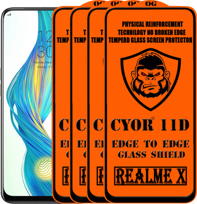 CYOR Edge To Edge Tempered Glass for Realme X(Pack of 4)