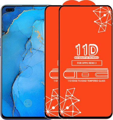 Roxel Edge To Edge Tempered Glass for Oppo Reno 3(Pack of 2)