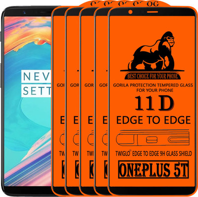 TWIGLO Edge To Edge Tempered Glass for OnePlus 5T(Pack of 5)