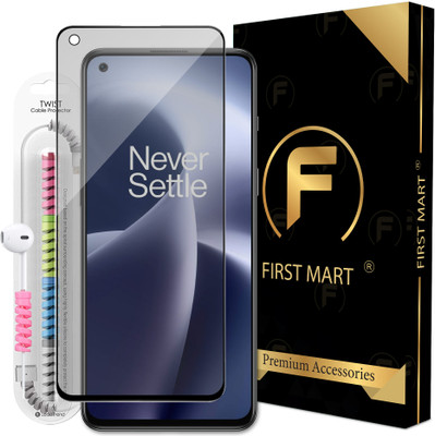 FIRST MART Edge To Edge Tempered Glass for OnePlus Nord 2T 5G, OnePlus Nord CE, OnePlus Nord 2 5G, Matte OG Tempered Glass with Cable Protector(Pack of 1)