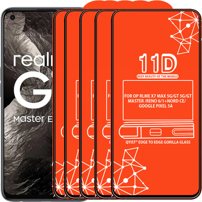 Qyist Edge To Edge Tempered Glass for FOR OP RLME X7 MAX 5G, REALME GT 5G, REALME GT MASTER, OPPO RENO 6, ONEPLUS NORD CE, GOOGLE PIXEL 5A(Pack of 5)