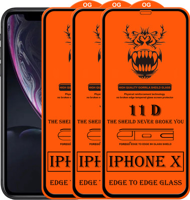 Forego Edge To Edge Tempered Glass for Apple iPhone X(Pack of 3)