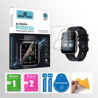 SOMTONE Edge To Edge Tempered Glass for Fire-Boltt Max 1.78 inch Smartwatch 2 PROTECTOR + 2 WIPES + 2 DUST REMOVAL STICKER + 1 WIPER(Pack of 2)