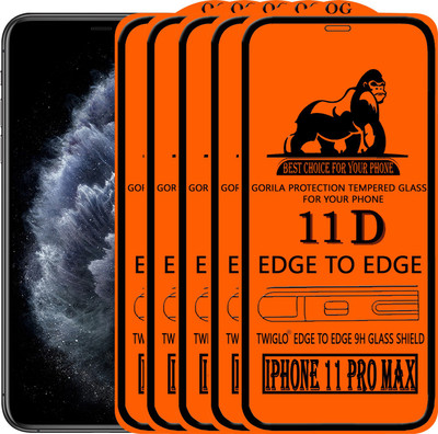 TWIGLO Edge To Edge Tempered Glass for apple IPHONE 11 PRO MAX(Pack of 5)