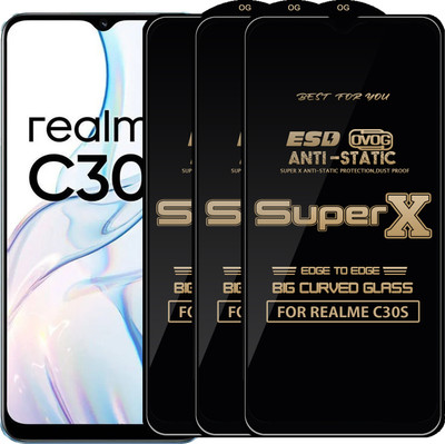 Qyist Edge To Edge Tempered Glass for REALME C30S(Pack of 3)