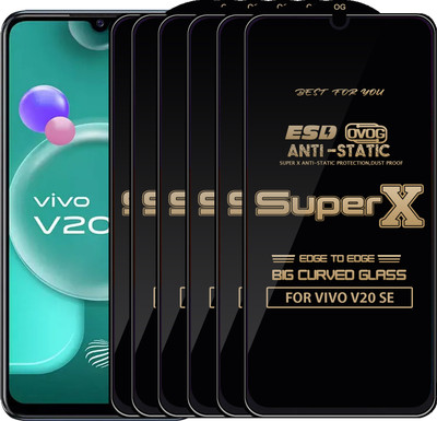 Qyist Edge To Edge Tempered Glass for VIVO V20 SE(Pack of 6)