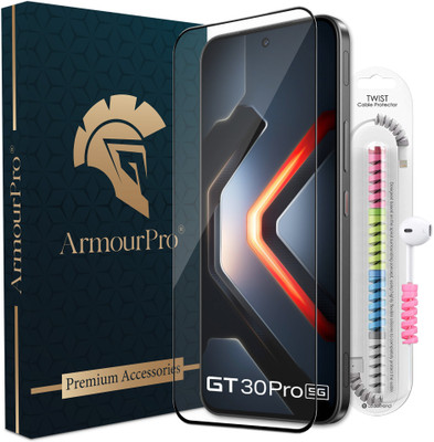 ArmourPro Edge To Edge Tempered Glass for Infinix GT 30 Pro 5G+, Infinix GT 30 Pro, GT 30 Pro 5G+, OG Tempered Glass with Cable Protector(Pack of 1)