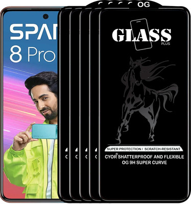 CYOR Edge To Edge Tempered Glass for TECNO SPARK 8 PRO(Pack of 5)