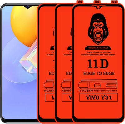 Laxdom Edge To Edge Tempered Glass for VIVO Y31(Pack of 3)