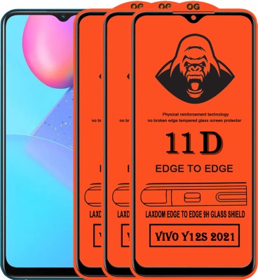 Laxdom Edge To Edge Tempered Glass for VIVO Y12S 2021(Pack of 3)