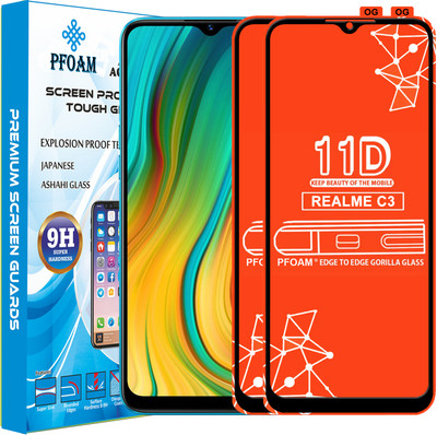 PFOAM Edge To Edge Tempered Glass for REALME C3(Pack of 2)