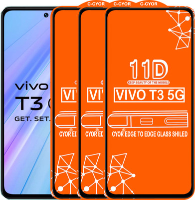 CYOR Edge To Edge Tempered Glass for VIVO T3 5G(Pack of 3)