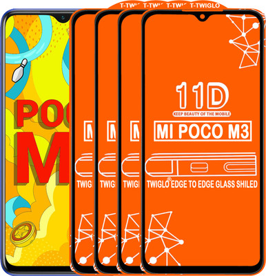 TWIGLO Edge To Edge Tempered Glass for REDMI POCO M3(Pack of 4)