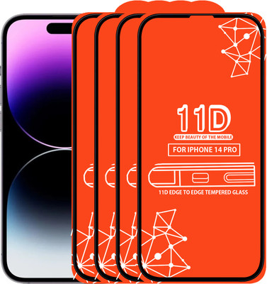 Qyist Edge To Edge Tempered Glass for Iphone 14 Pro(Pack of 4)