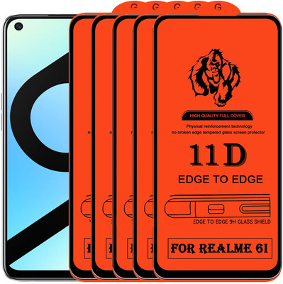 HIE POWER Edge To Edge Tempered Glass for Realme 6i( Screen Protector Full HD Quality Tempered Glass Anti-Scratch Edge to Edge Coverage with Easy Installation Kit-11D-Pack of 5)(Pack of 5)
