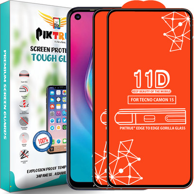PikTrue Edge To Edge Tempered Glass for Tecno Camon 15(Pack of 2)