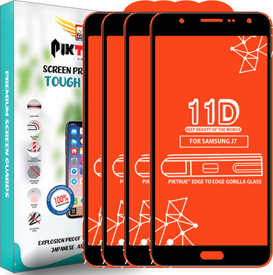 PikTrue Edge To Edge Tempered Glass for Samsung Galaxy J7(Pack of 4)