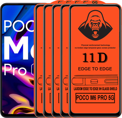 Laxdom Edge To Edge Tempered Glass for POCO M6 PRO 5G(Pack of 5)