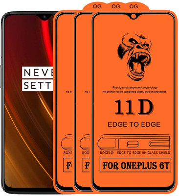 HIE POWER Edge To Edge Tempered Glass for Oneplus 6T -11D -Screen Protector Full HD Quality Tempered Glass Anti-Scratch Edge to Edge Coverage with Easy Installation Kit-11D(Pack of 3)