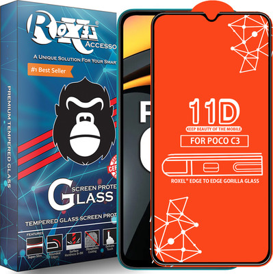 Roxel Edge To Edge Tempered Glass for Poco C3(Pack of 1)