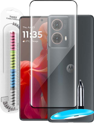mFoniscie Edge To Edge Tempered Glass for MOTOROLA G85 5G, MOTOROLA G85 5G, MOTOROLA G85 5G, MOTOROLA G85 5G, with Cable Protector(Pack of 1)