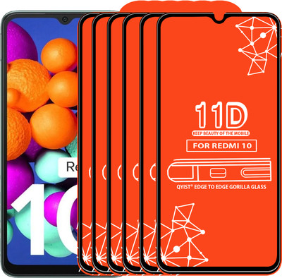 Qyist Edge To Edge Tempered Glass for Redmi 10(Pack of 6)