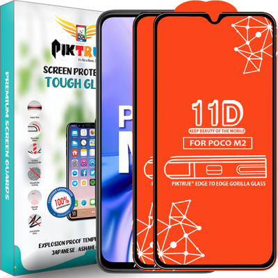 PikTrue Edge To Edge Tempered Glass for Poco M2(Pack of 2)