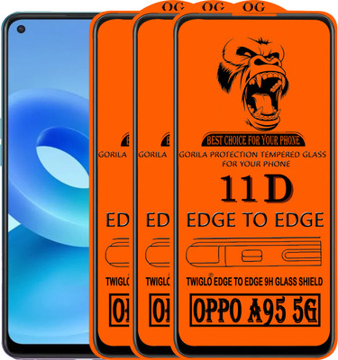 TWIGLO Edge To Edge Tempered Glass for OPPO A95 5G(Pack of 3)
