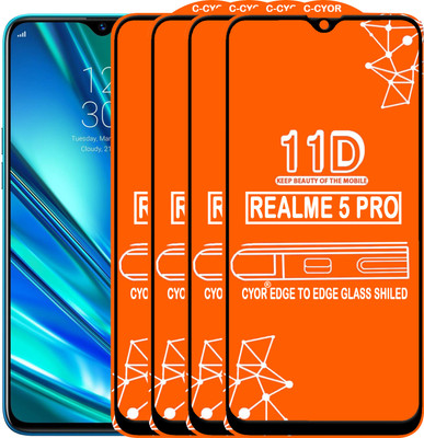 CYOR Edge To Edge Tempered Glass for REALME 5 PRO(Pack of 4)