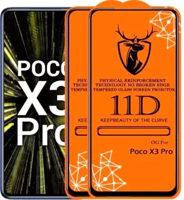 HIE POWER Edge To Edge Tempered Glass for Poco X3 Pro (Gorilla Glass Full HD Glass Pack Of 2)(Pack of 2)