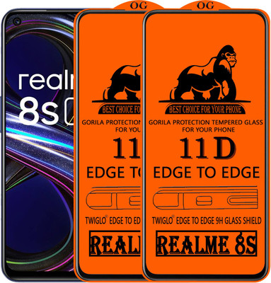 TWIGLO Edge To Edge Tempered Glass for REALME 8S(Pack of 2)