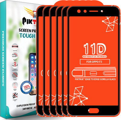 PikTrue Edge To Edge Tempered Glass for Oppo F3(Pack of 6)
