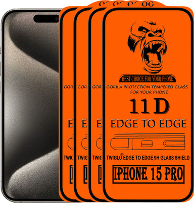 TWIGLO Edge To Edge Tempered Glass for IPHONE 15 PRO(Pack of 4)