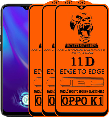 TWIGLO Edge To Edge Tempered Glass for OPPO K1(Pack of 3)
