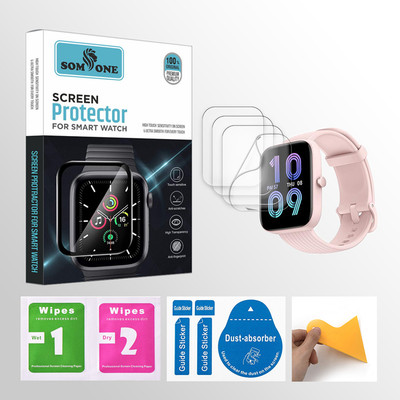 SOMTONE Edge To Edge Tempered Glass for Amazfit Bip 3 Pro 1.69 inch Smartwatch 4 PROTECTOR + 4 WIPES + 4 DUST REMOVAL STICKER + 1 WIPER(Pack of 4) SOMTONE Edge To Edge Tempered Glass for Amazfit Bip 3 Pro 1.69 inch Smartwatch 4 PROTECTOR + 4 WIPES + 4 DUST REMOVAL STICKER + 1 WIPER(Pack of 4)