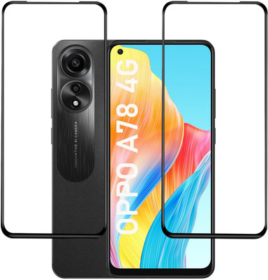 1DOLLAR Edge To Edge Tempered Glass for Oppo A78 4G-| | Full Glue Curved Tempered Glass | Bubble Free Installation |(Pack of 2)