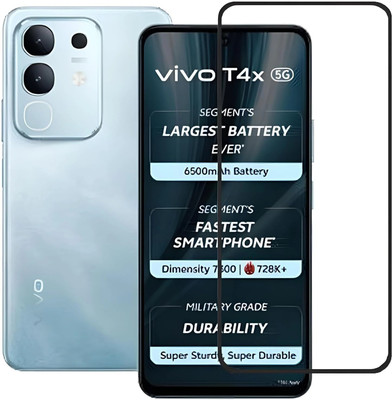 MD care Edge To Edge Tempered Glass for vivo T4x 5G, 2.5D Curved Edge Premium Tempered Glass for Ultimate Protection(Pack of 1)