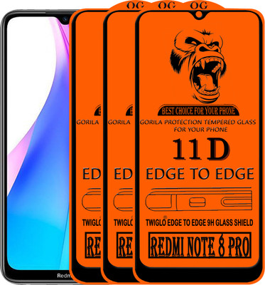 TWIGLO Edge To Edge Tempered Glass for REDMI NOTE 8 PRO(Pack of 3)