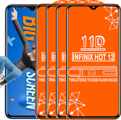 TWIGLO Edge To Edge Tempered Glass for INFINIX HOT 12(Pack of 4)